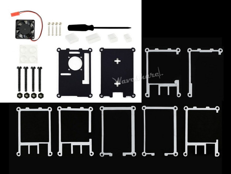 Black White Acrylic Case for Raspberry Pi 4, with Cooling Fan