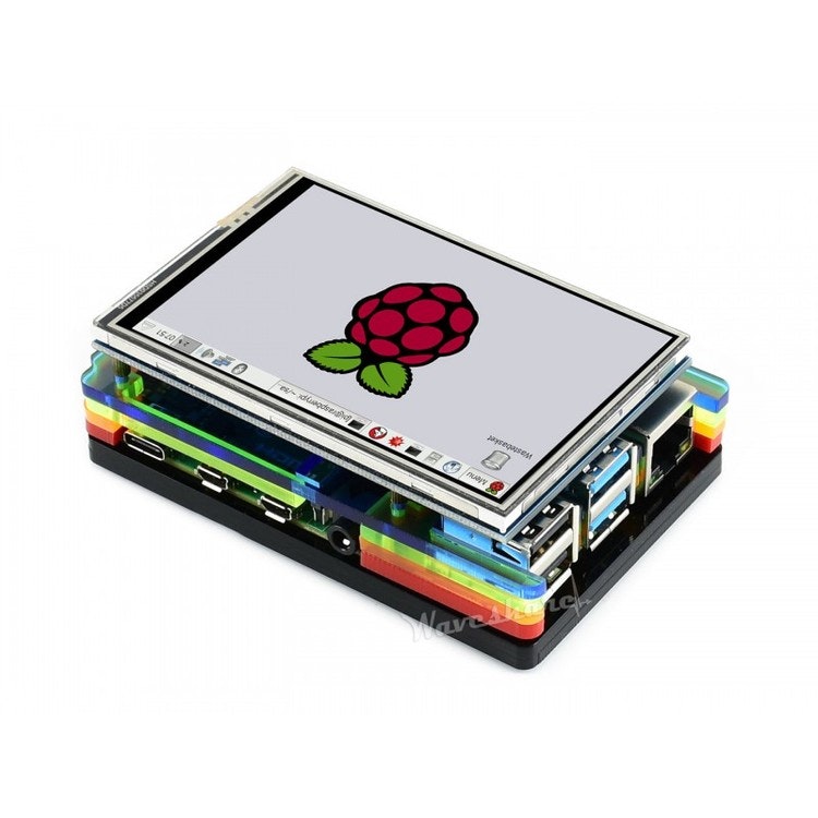 Colorful Rainbow Acrylic Case for Raspberry Pi 4, with Cooling Fan