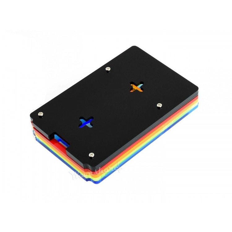 Colorful Rainbow Acrylic Case for Raspberry Pi 4, with Cooling Fan