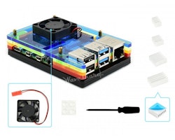 Colorful Rainbow Acrylic Case for Raspberry Pi 4, with Cooling Fan