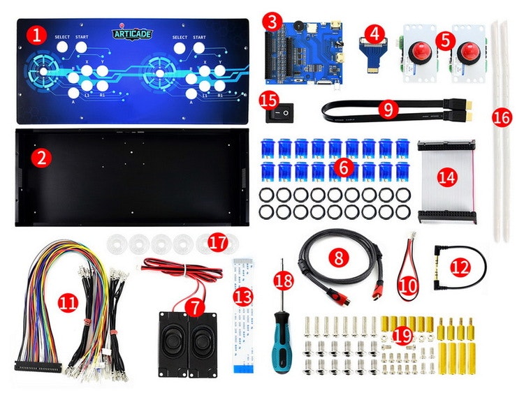 Arcade-C-2P Accessory Pack, 2 Players Arcade Console Building Kit