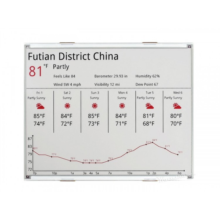 12.48inch E-Ink raw display, red/black/white three-color