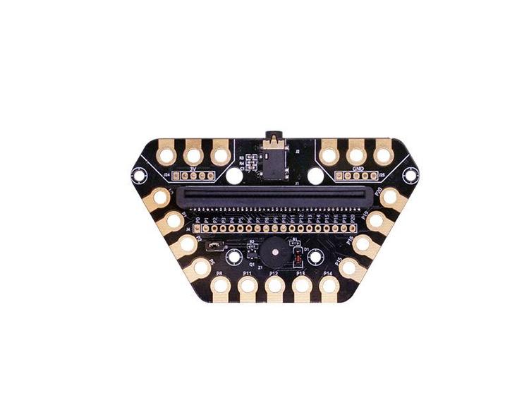 micro:bit expansion board with  buzzer and headphone jack for alligator clips