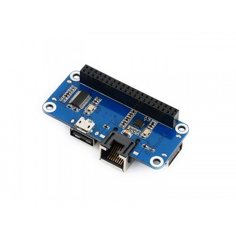 Ethernet / USB HUB HAT for Raspberry Pi, 1x RJ45, 3x USB