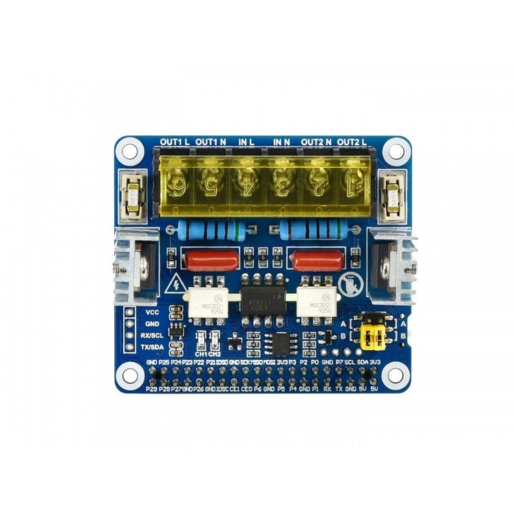 2-CH Triac HAT for Raspberry Pi, Integrated MCU, UART / I2C