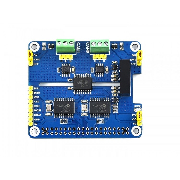 2-Channel Isolated CAN Expansion HAT for Raspberry Pi, Dual Chips Solution