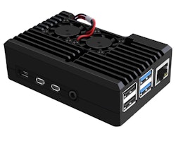 Aluminum Case with 2510 Dual Fan for Raspberry Pi 4