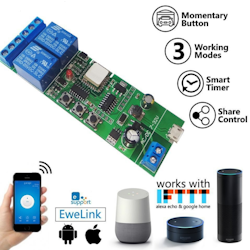 DC7-32V/5V 2 Channel 10A Relay WiFi Wireless Delay Relay Module APP Remote Control for Smart Home Android  IOS
