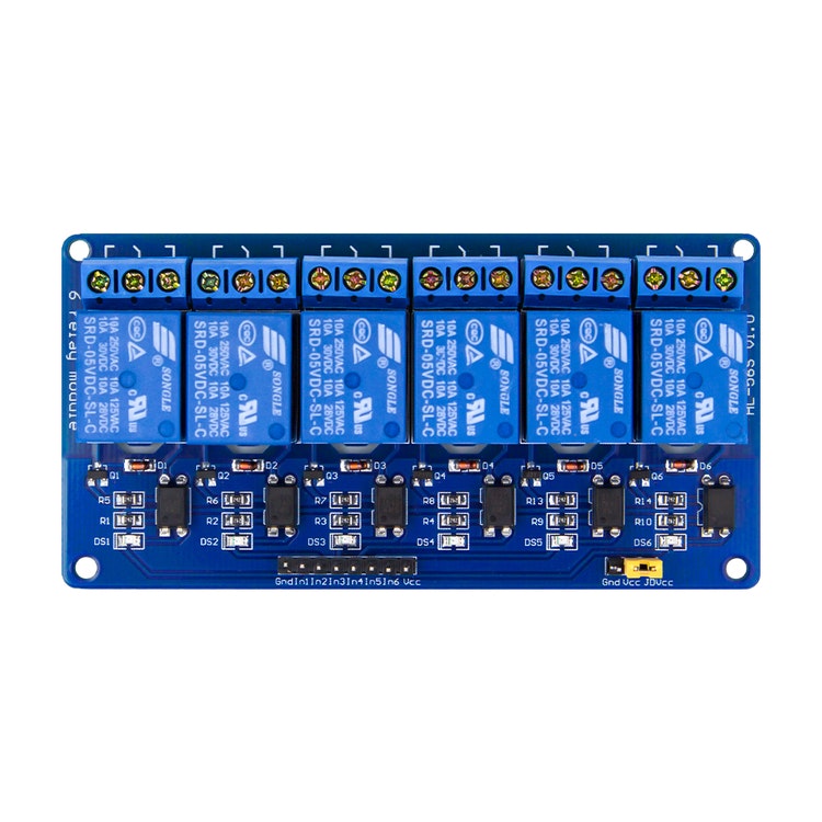 6 Channel Low Level Relay Module with light coupling Expansion Board