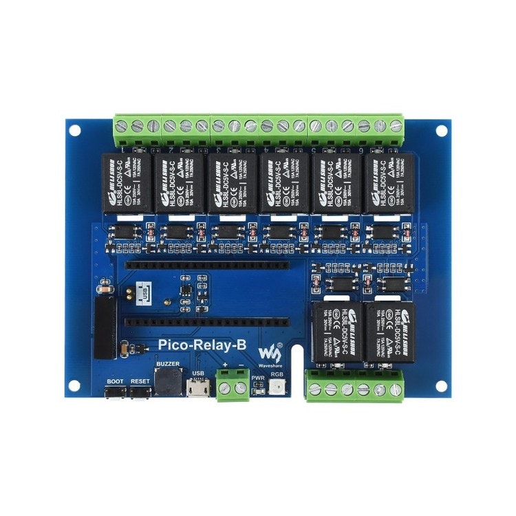 Industrial 8-Channel Relay Module for Raspberry Pi Pico, Multi Protection