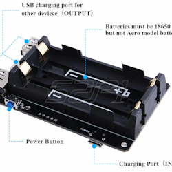 52Pi 18650 UPS With RTC & Coulometer Pro Power Supply Device Extended Two USB Port for Raspberry Pi 4 B / 3B+/ 3B