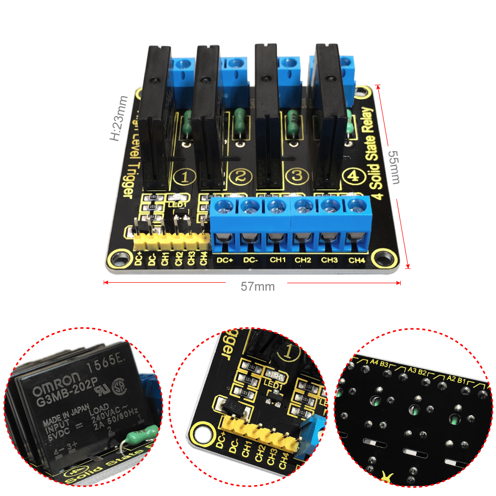Keyestudio 4 Channel Solid State Relays Module for Arduino