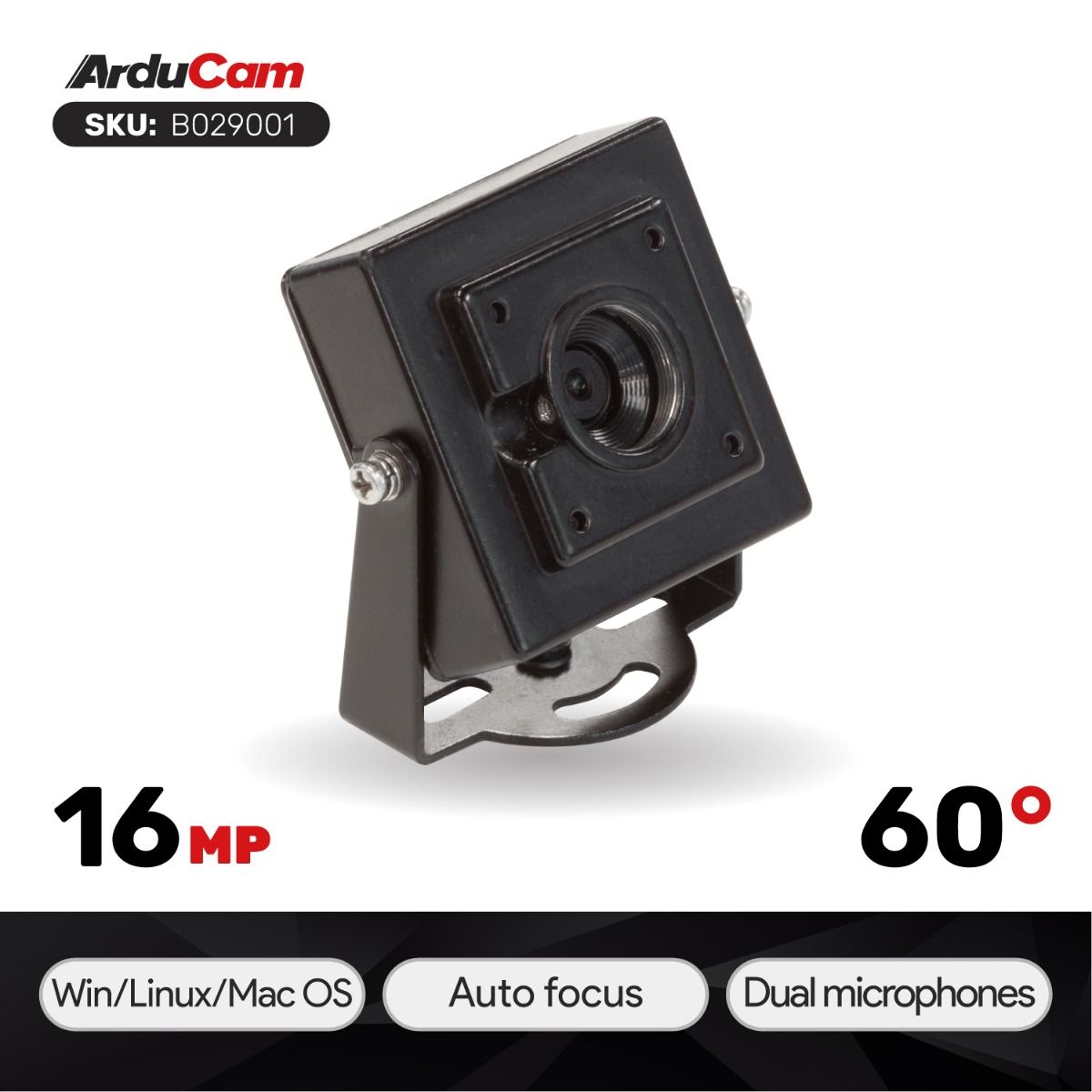 Arducam 16MP Autofocus USB Camera 4K Video Webcam with Microphone