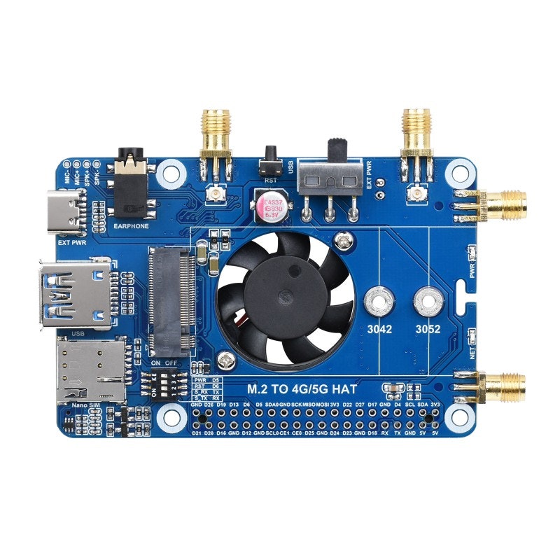 SIM8202G-M2 5G HAT for Raspberry Pi, 5G/4G/3G Snapdragon X55