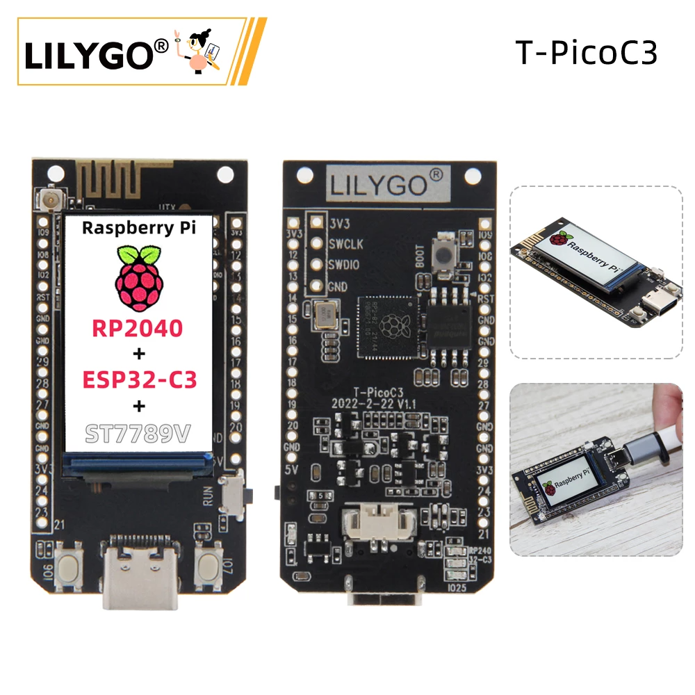 LILYGO® T-PicoC3 ESP32-C3 RP2040 Wireless WIFI Bluetooth Module Development