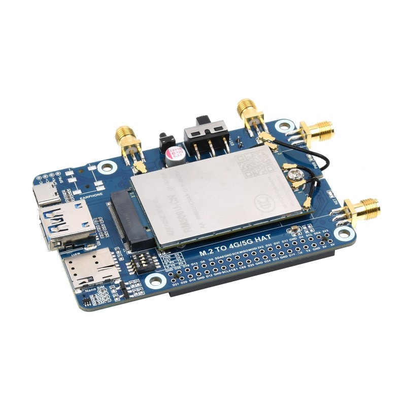 RM502AE 5G HAT for Raspberry Pi, quad antennas LTE-A, multi band, 5G/4G/3G