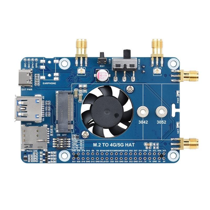 RM502AE 5G HAT for Raspberry Pi, quad antennas LTE-A, multi band, 5G/4G/3G