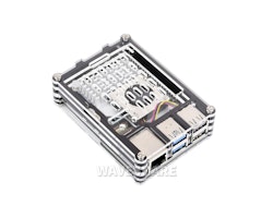 Transparent and Black Acrylic Case for Raspberry Pi 5, Supports installing Official Active Cooler