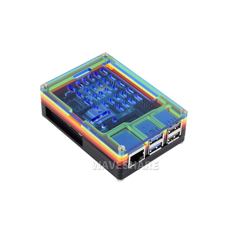 Rainbow Acrylic Case For Raspberry Pi 5, Colorful Translucent Acrylic Case