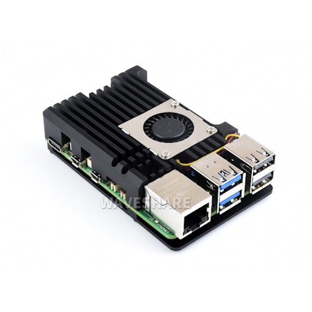 Aluminium Alloy Case (H) for Raspberry Pi 5 With Temperature-Controlled Blower Fan