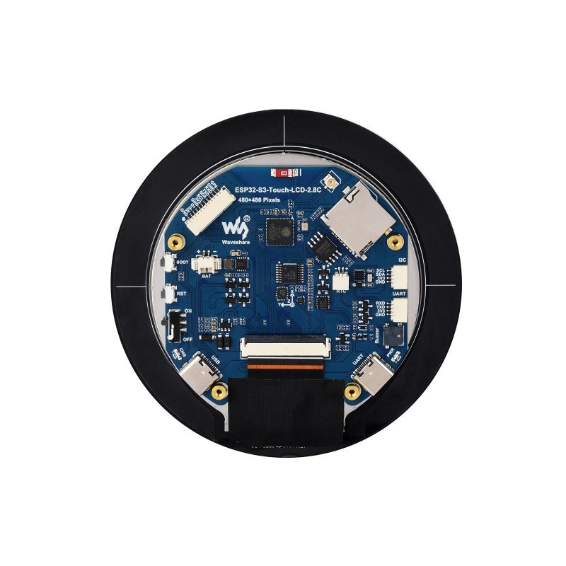 ESP32-S3 2.8inch Capacitive Touch Round Display Development Board, 480×480, 32-bit LX7 Dual-core Processor