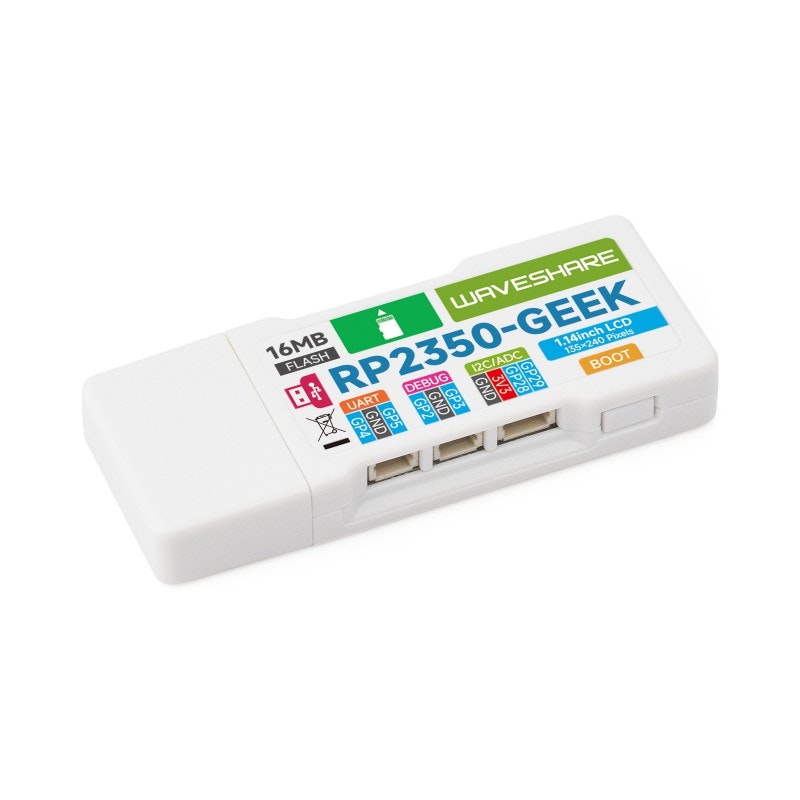 Waveshare RP2350-GEEK Development Board, Based On RP2350 Microcontroller, USB Debugging Downloader