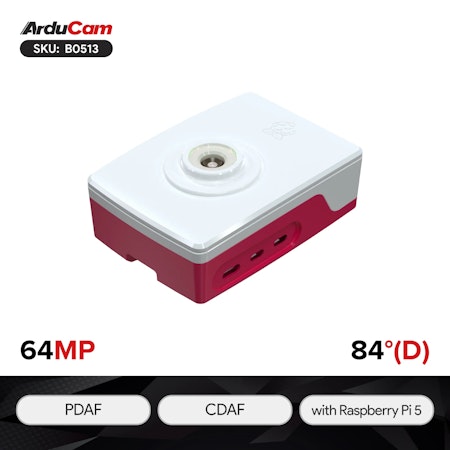 Arducam Pivistation 5 Hawkeye, 64MP PDAF All-in-one Raspberry Pi 5 Camera Kit