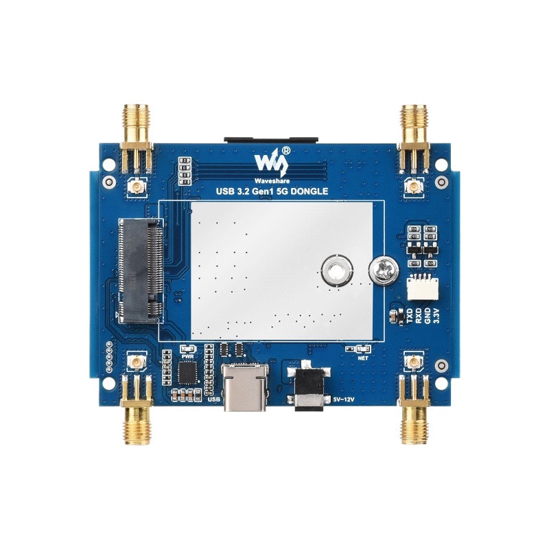 SIM8202G-M2 5G DONGLE with Expansion Board, USB 3.2 Port Quad Antennas, Onboard M.2 Key B Interface