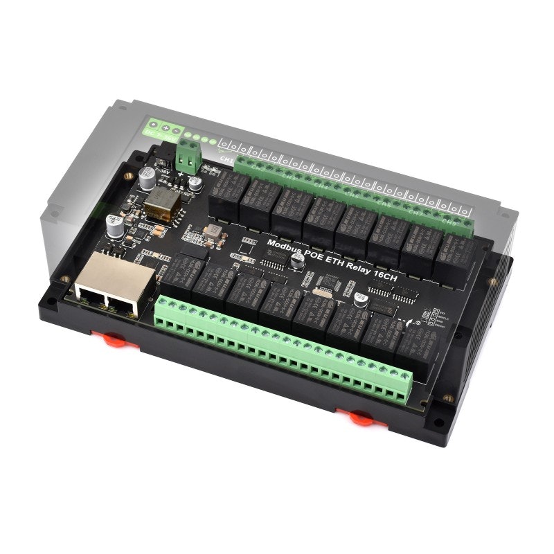 16-Ch Ethernet Relay Module | Modbus RTU/TCP | PoE Support