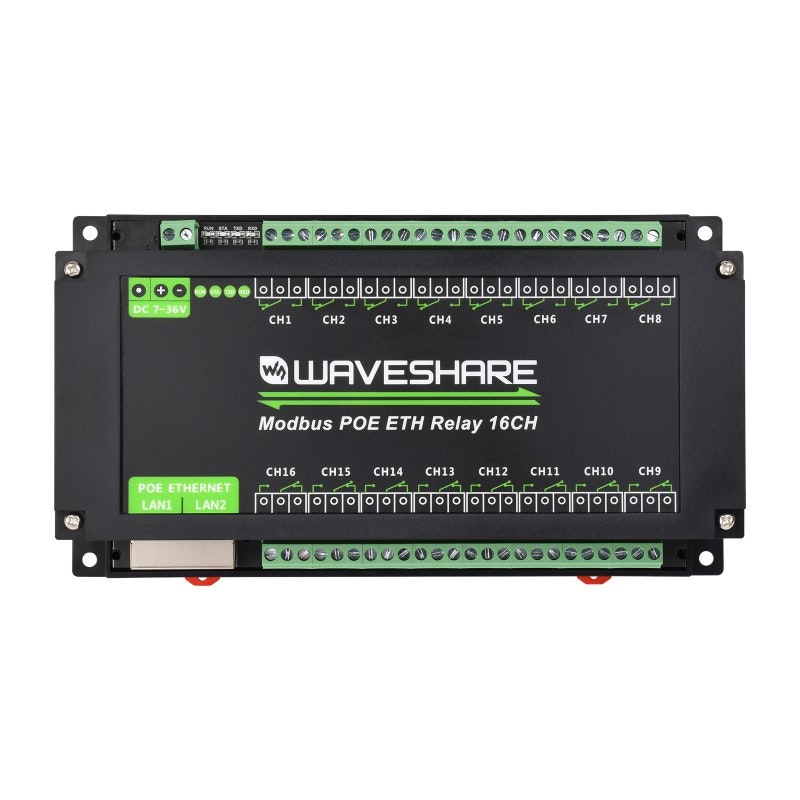 16-Ch Ethernet Relay Module | Modbus RTU/TCP | PoE Support