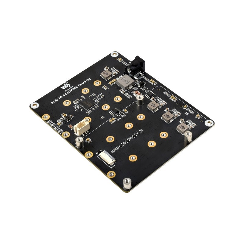 PCIe To 4-Ch M.2 Adapter Board for Raspberry Pi 5, Supports 4-ch NVMe Solid State Drives, Supports Powering The Raspberry Pi 5, Raspberry Pi 5 NVMe