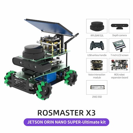 ROSMASTER X3 ROS2 Robot with Mecanum Wheel for Jetson Orin NANO SUPER/Orin NX SUPER/RaspberryPi 5
