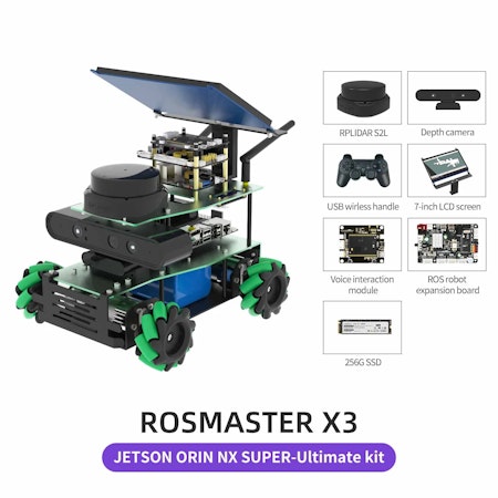ROSMASTER X3 ROS2 Robot with Mecanum Wheel for Jetson Orin NANO SUPER/Orin NX SUPER/RaspberryPi 5