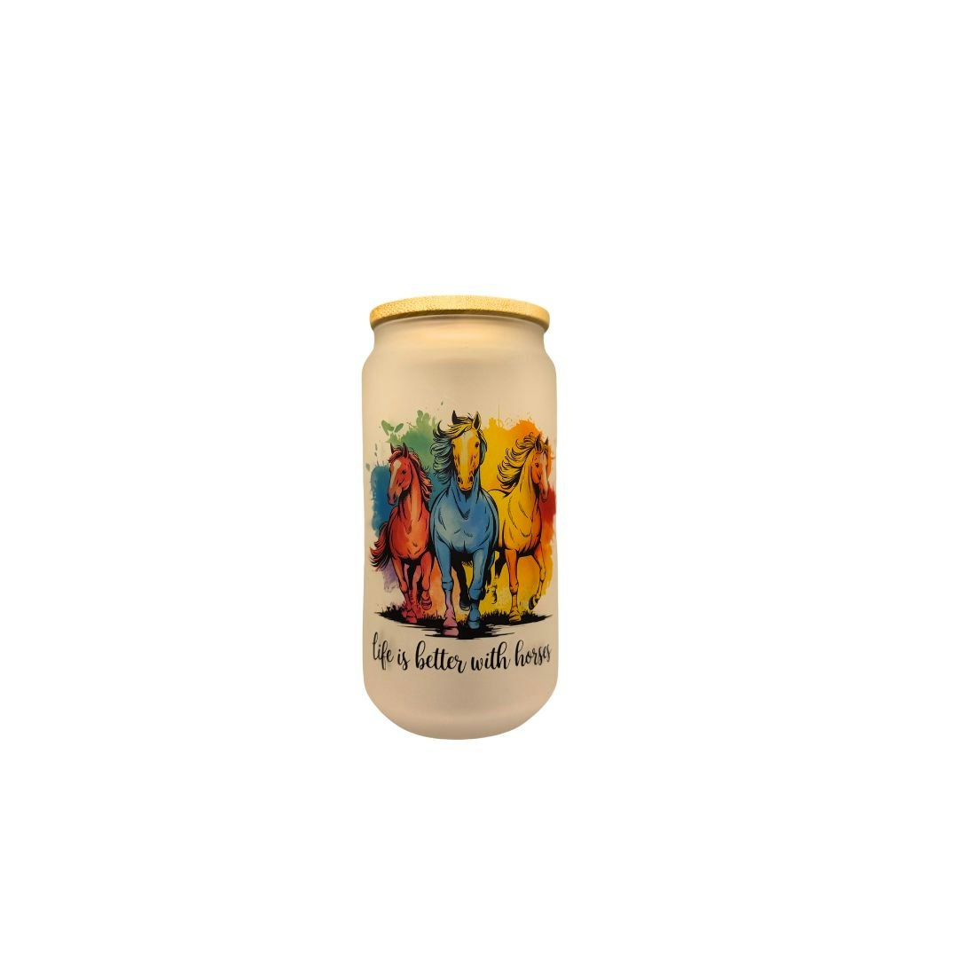 Frostet Glasstumbler Life is Better with Horses