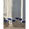 Gunnar Ander set of two Candle Holders by Ystad Metall, blue flower with brass