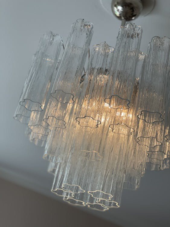Murano Glass Chandelier with Tube Formed Prisms