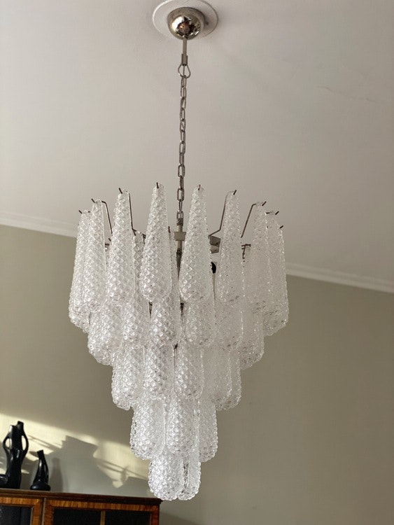 Murano Glass Chandelier with Drop Prisms