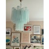 Iceblue Murano Glass Chandelier 'Tubular'. Small size.