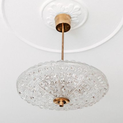 Orrefors Glass Crystal Chandelier 'Flying Saucer' by Carl Fagerlund