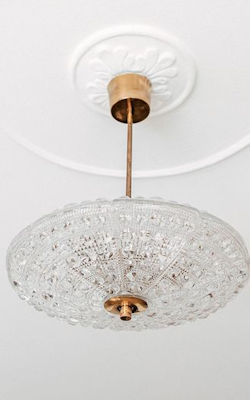 Orrefors Glass Crystal Chandelier 'Flying Saucer' by Carl Fagerlund