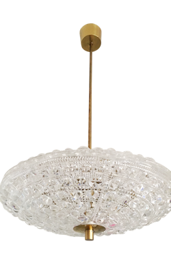 Orrefors Glass Crystal Chandelier 'Flying Saucer' by Carl Fagerlund