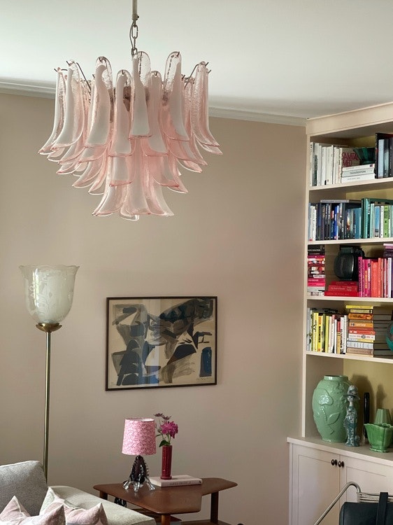 Murano Glass Chandelier Pink 'Mazzega'. Medium Size.