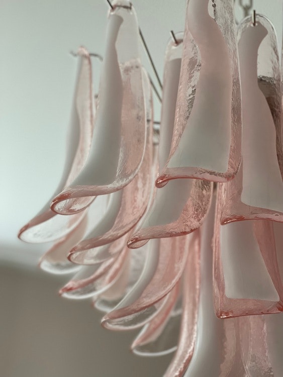 Murano Glass Chandelier Pink 'Mazzega'. Medium Size.