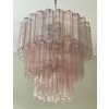 Pink Murano Chandelier 'Tubular'. Large size.