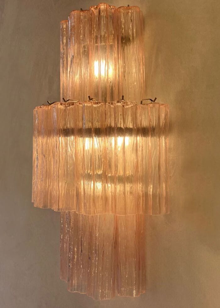 Pink Murano Wall Lamp 'TUBULAR'.