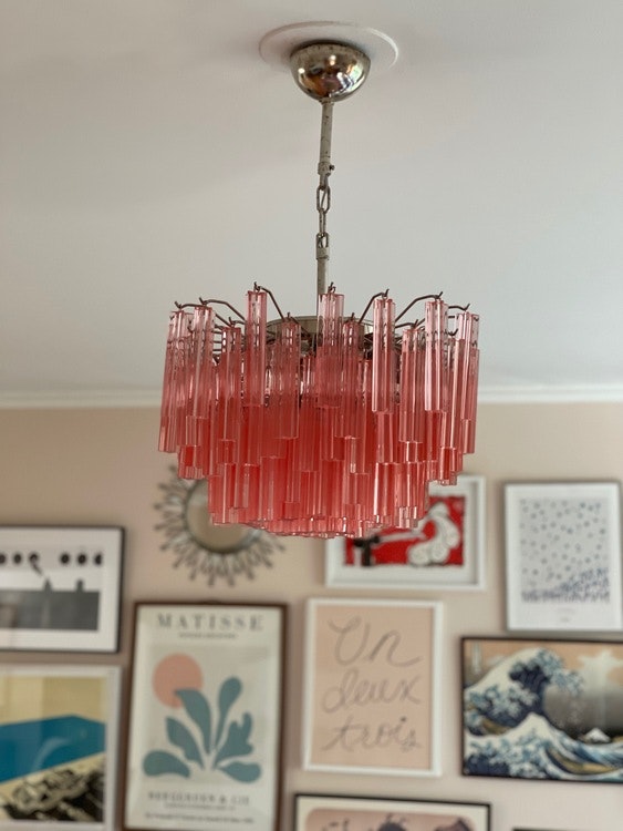 Pink Murano Crystal Chandelier ’Centi’. Medium size.