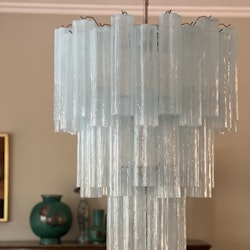 Ice Blue Murano Glass Chandelier 'Tubular'. XL.