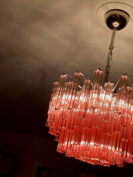 Pink Murano Crystal Chandelier ’Centi’. Medium size.