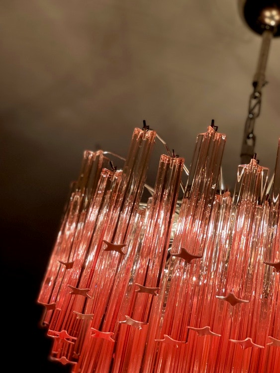 Pink Murano Crystal Chandelier ’Centi’. Medium size.