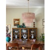 Pink Glass Murano Chandelier 'Tubular'. Large size. Gold Plated Lamp Base.